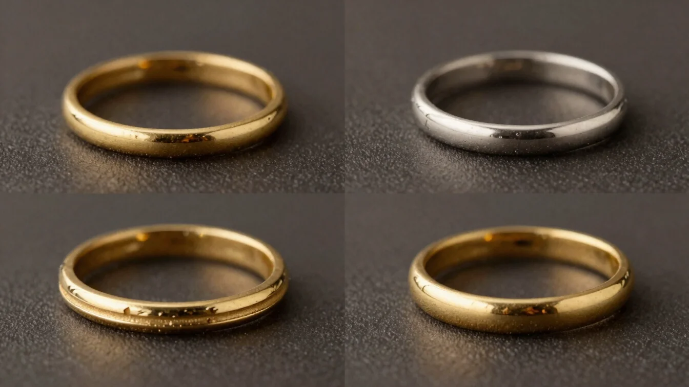 Macro studio photograph of polished gold and silver jewellery sur